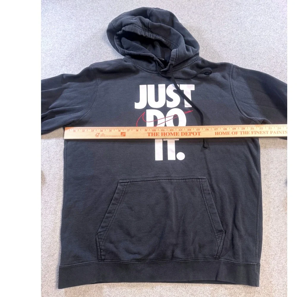Nike‎ Just Do It Hoodie Black Vintage Style Distressed Swoosh Men's Size M Retro